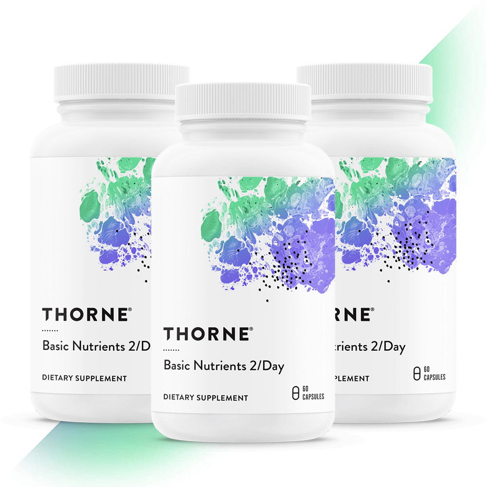 Thorne 쏜리서치 쏜땡땡 Basic Nutrients 베이직 뉴트리언트 2 Day 투퍼데이 60캡슐 3병